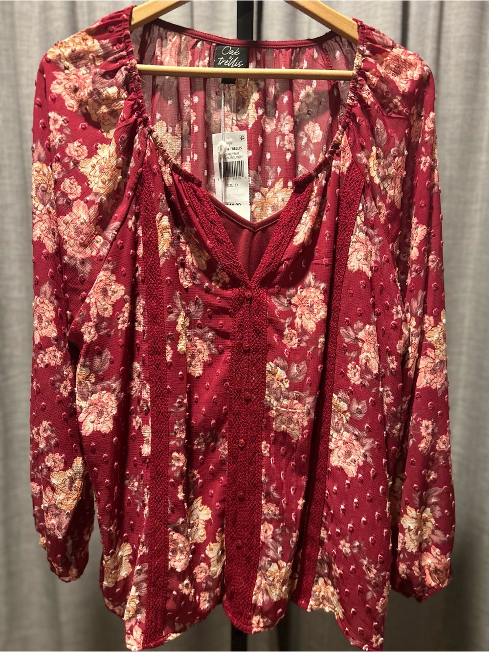 Oak + Fort Red Floral Peasant Blouse